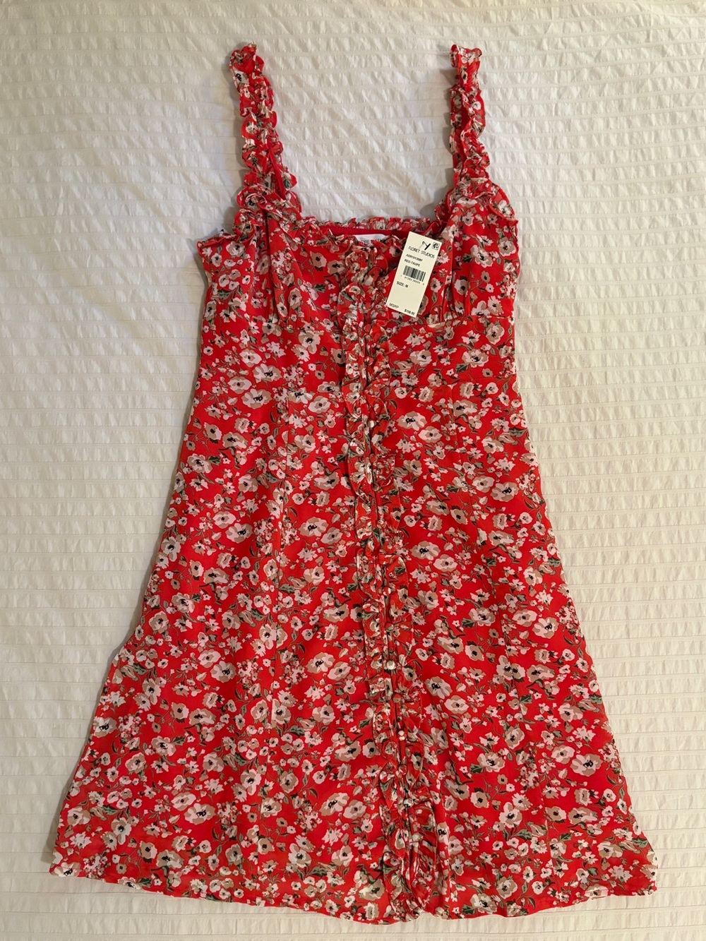 NWT Floret Studios Midi button up dress - Red Floral